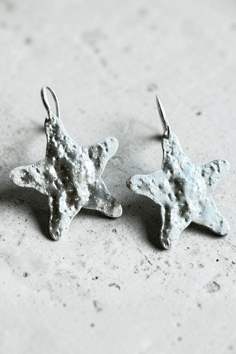 Ocean Star Hammered Silver Earrings