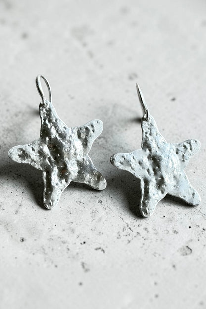 Ocean Star Hammered Silver Earrings