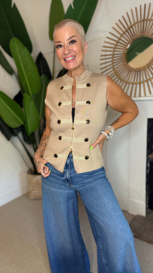 Romy Military Knit Waistcoat