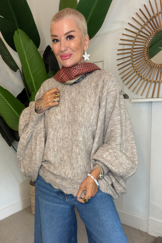 Statement Sleeve Marl Knit