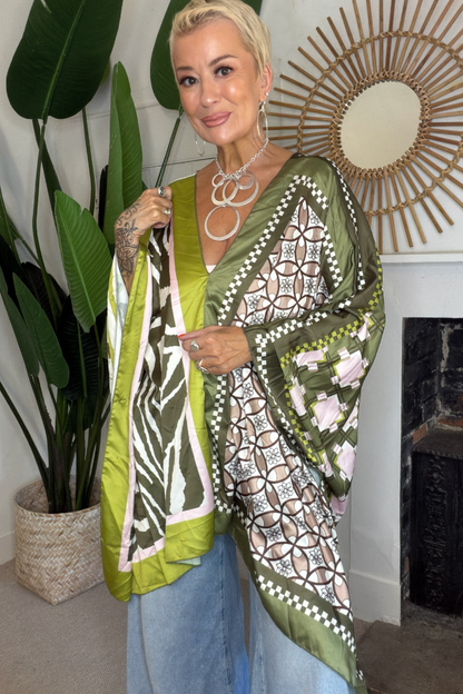 Reverse Print Poncho Top