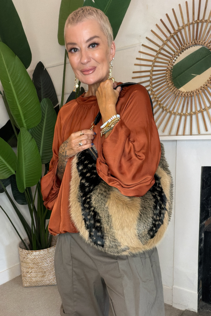 The Aspen Faux Fur Slouch Bag