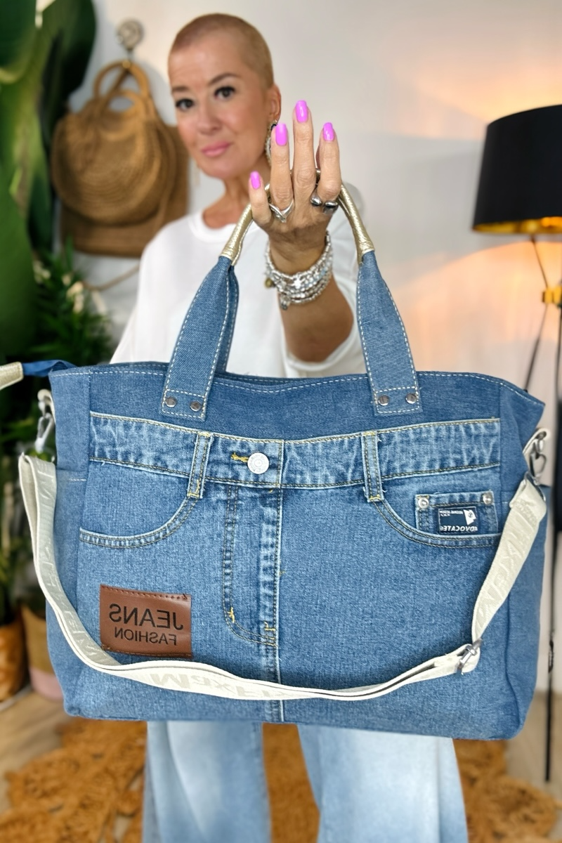 Denim Slouchy Tote Bag