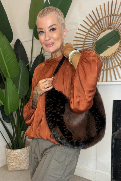 The Aspen Faux Fur Slouch Bag