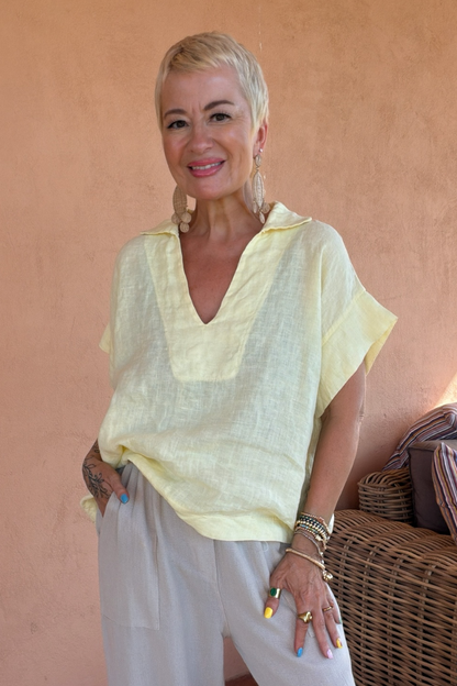 Linen V-Neck Top