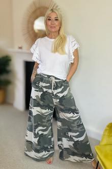 Camo Wide Leg Trousers