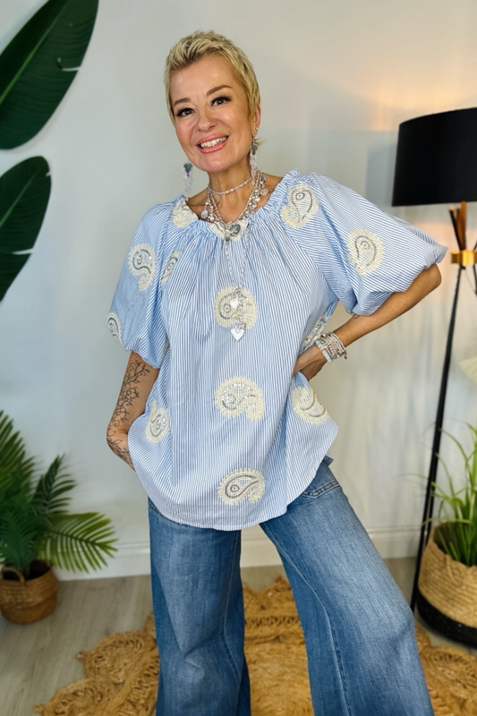 The Coastal Paisley Breeze Top