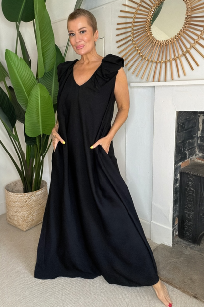 Ruffle Sleeveless Maxi Dress