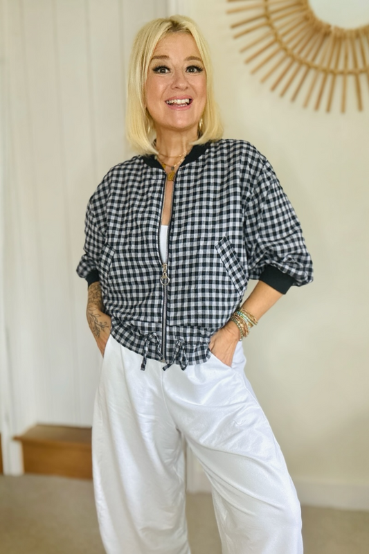 Gina Gingham Bomber Jacket