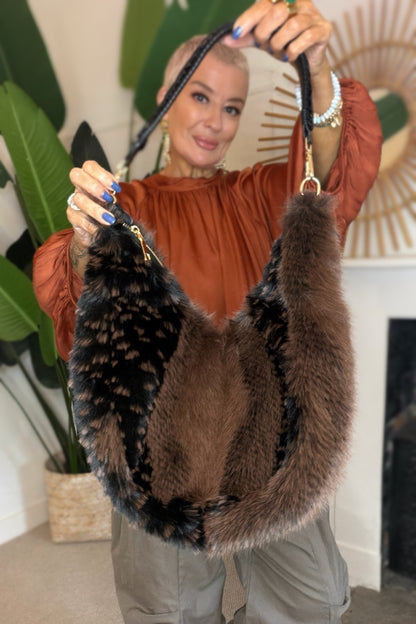 The Aspen Faux Fur Slouch Bag