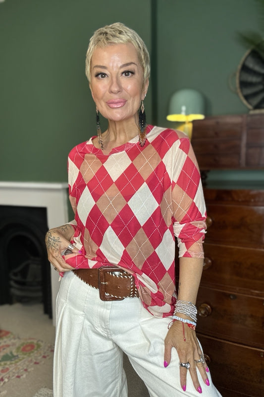 Argyle Mesh Top