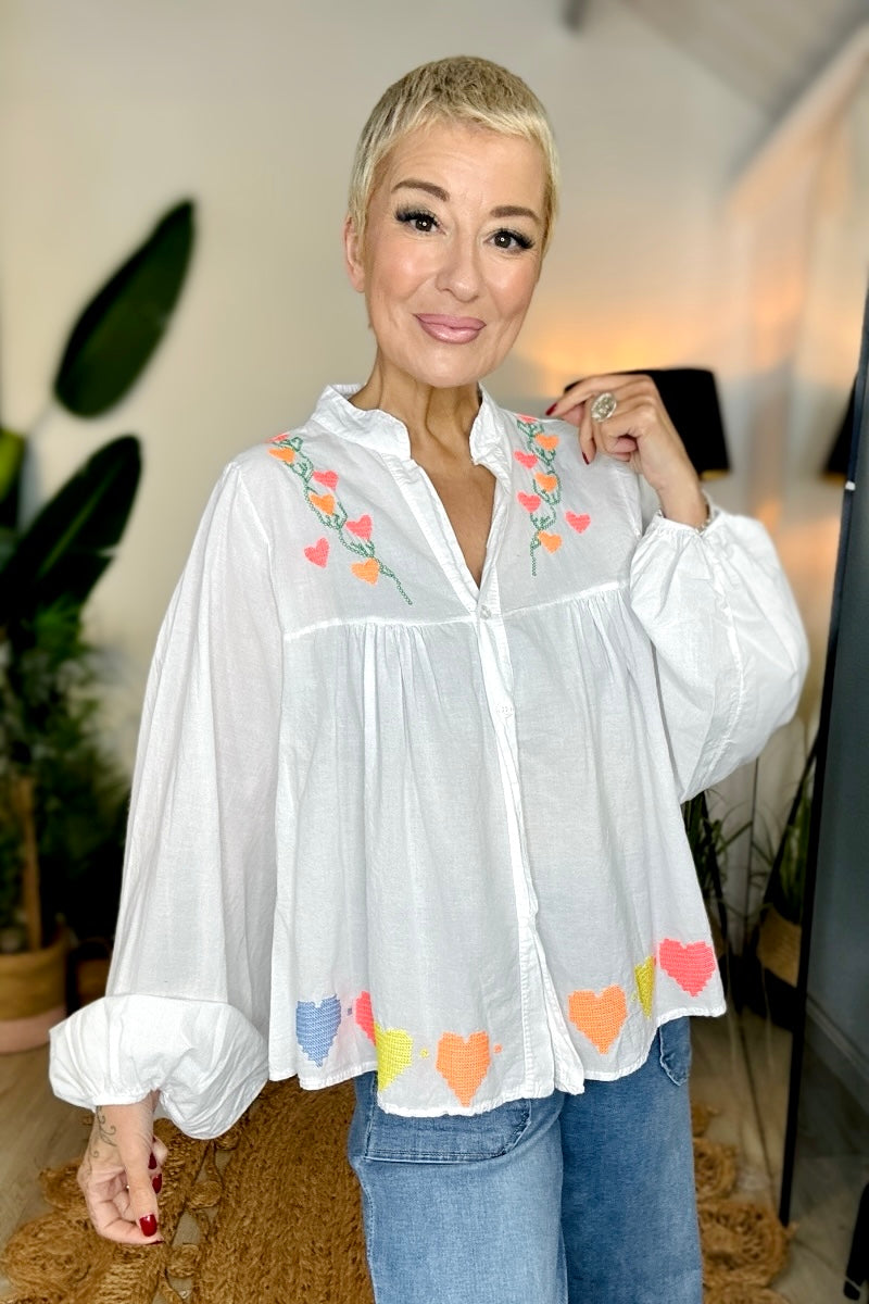 Embroidered Heart Blouse