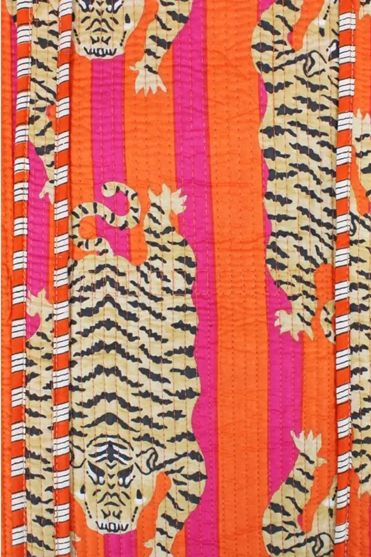 Quilted Cotton Tote Bag - Tiger Print