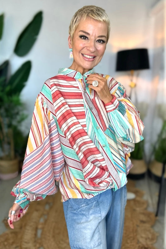 Twist Front Stripe Shirt