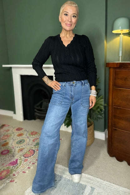 Leila Loves Pocket Wide Leg Jeans