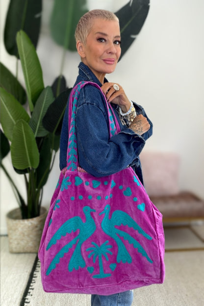 Leila Loves Free Spirit Oversized Velvet Tote Bag