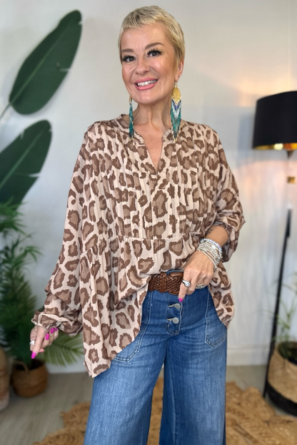 Leopard Print Smock Top
