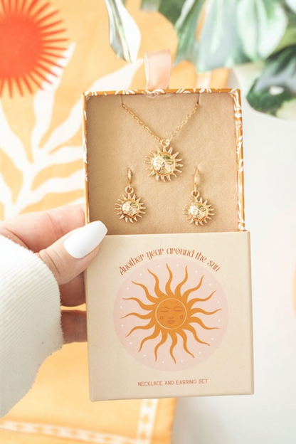 Sun Earring and Necklace Set