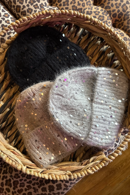 Cashmere Sequin Beanie