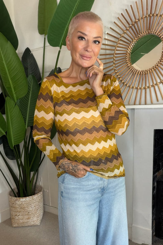 Sheerest Chevron Knitted Top