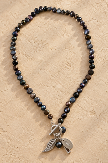 Storm Pearl Feather Pendant Necklace