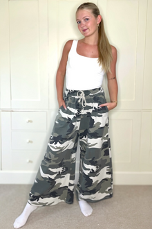 Camo Wide Leg Trousers