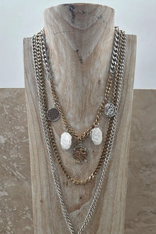 Dual Plated Multi-strand Chain Necklace with Charms