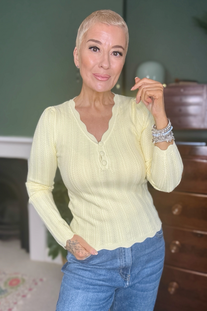 Soft Stretch Ribbed Knit Henley Top