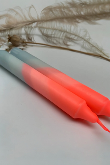 Neon Coral & Dawn Blue Swirl Dip Dyed Candles