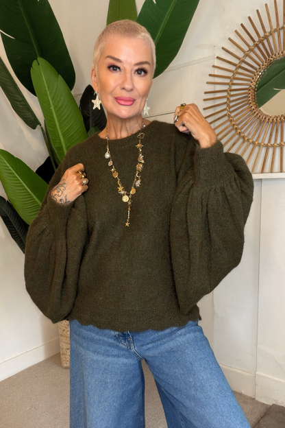 Statement Sleeve Marl Knit