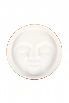 White Moon Face Ceramic Incense Stick Holder