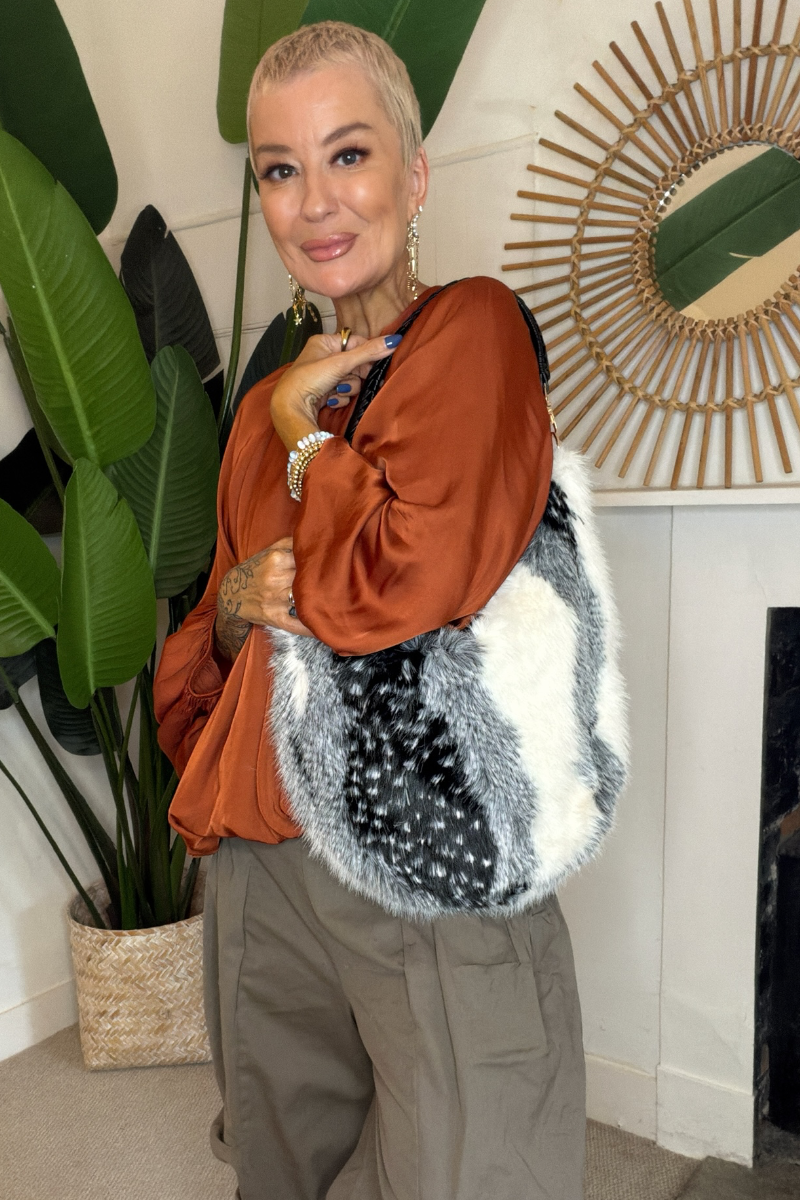 The Aspen Faux Fur Slouch Bag