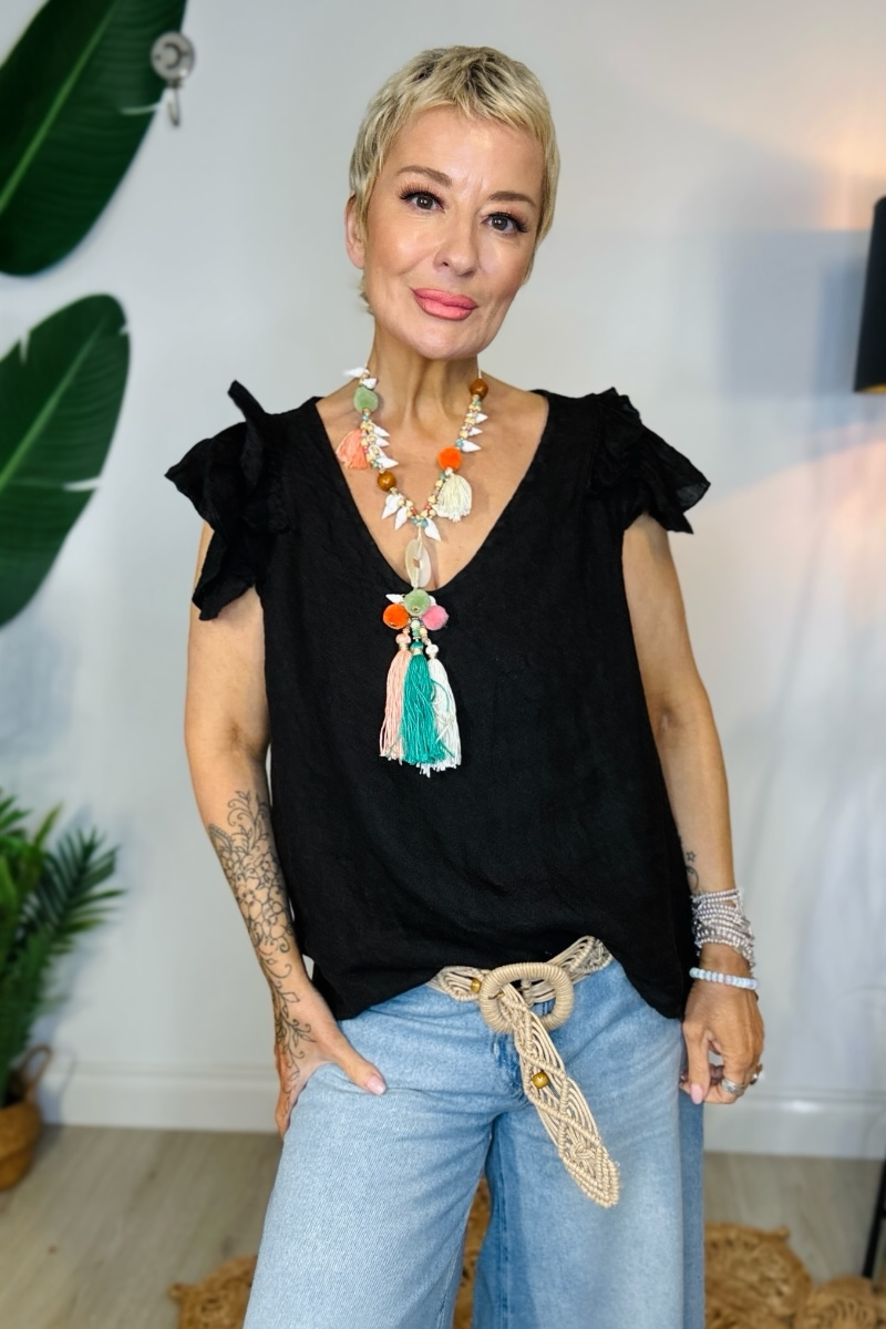 Free Spirit Frill Linen Top