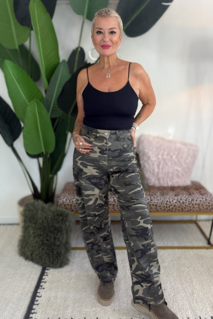 PRE - ORDER Camo Barrel Leg Jeans