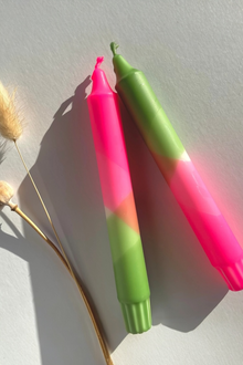 Neon Pink & Green Dip Dyed Candles