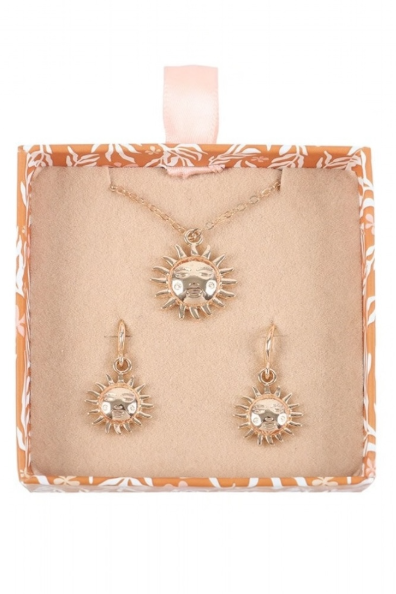 Sun Earring and Necklace Set