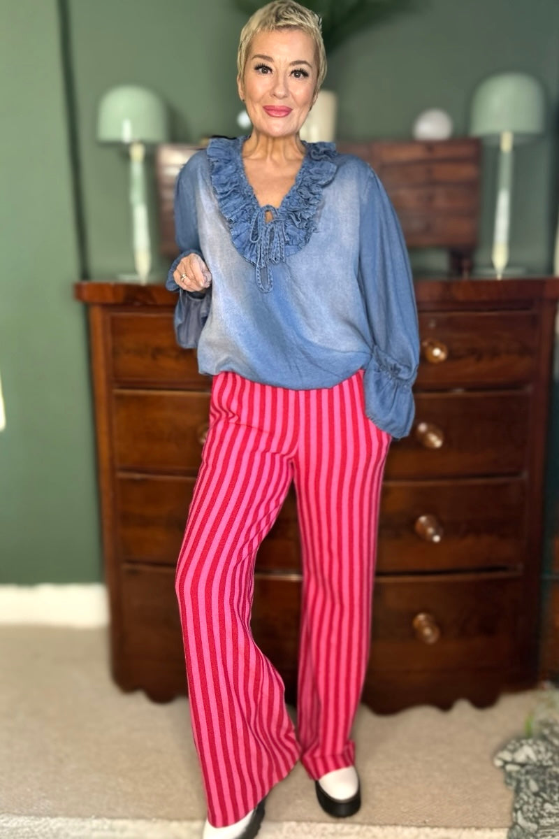 Stripe Wide Leg Trousers