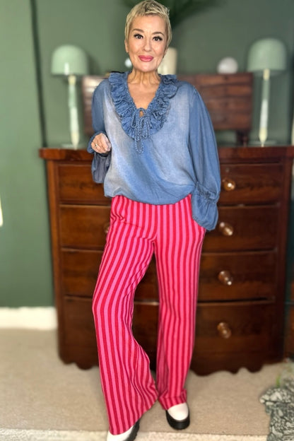 Stripe Wide Leg Trousers