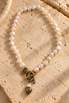 Pearl Toggle Necklace with Heart