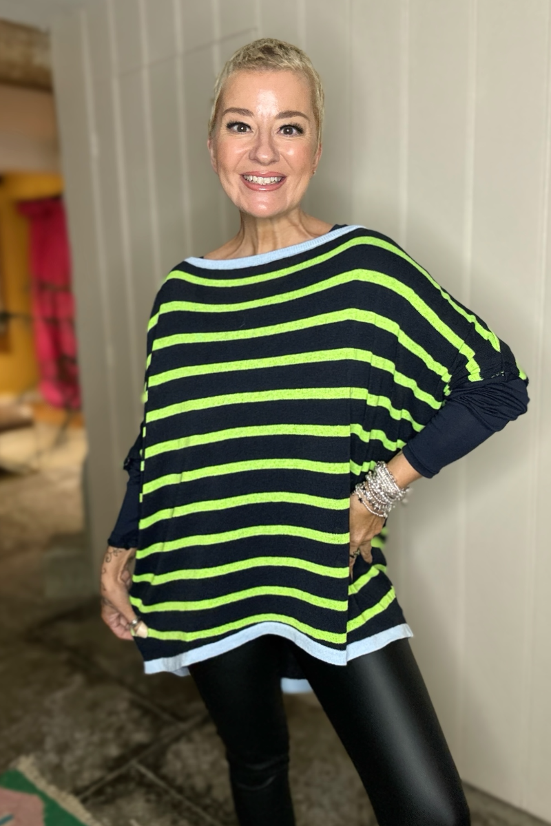 Striped Poncho Style Knit