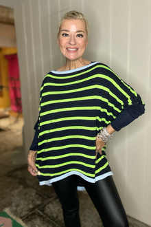 Striped Poncho Style Knit