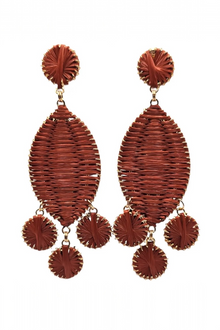 Rust Oval Raffia Earrings