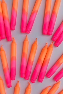Neon Orange & Neon Pink Swirl Dip Dyed Candles
