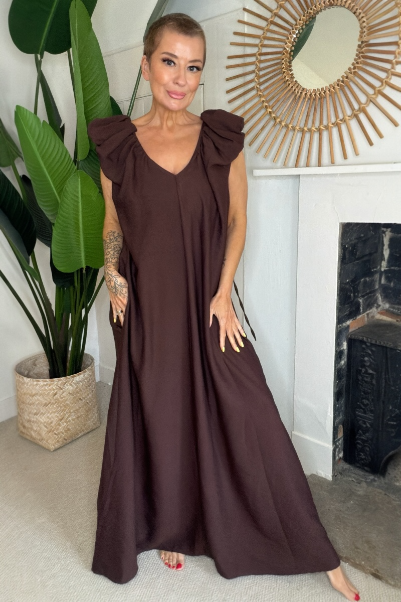 Ruffle Sleeveless Maxi Dress