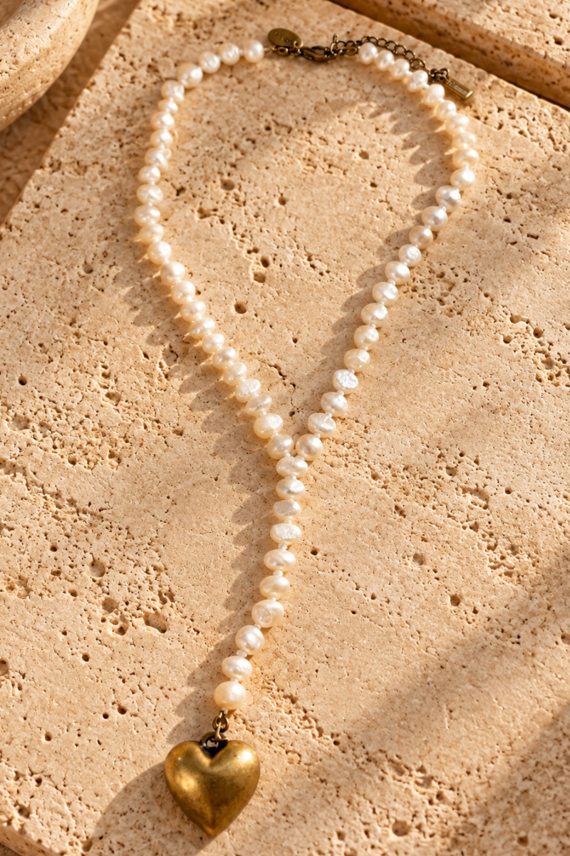 Bubble Heart Pearl Necklace