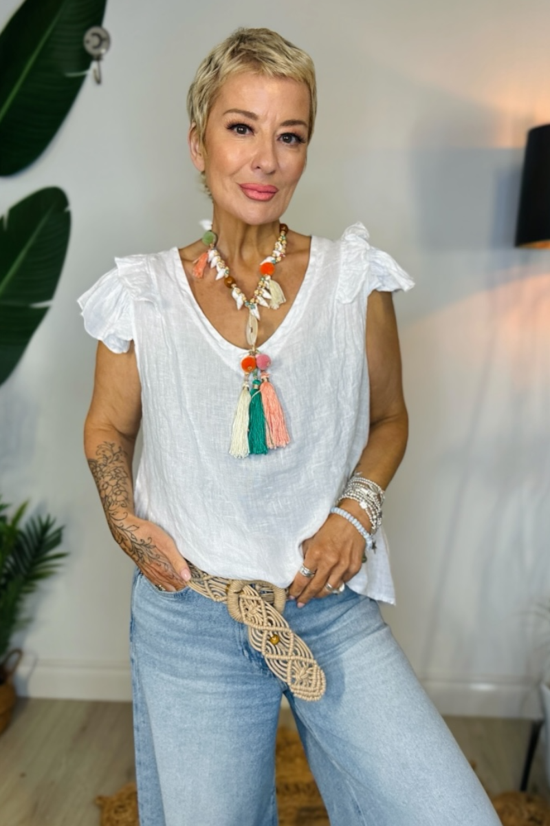 Free Spirit Frill Linen Top