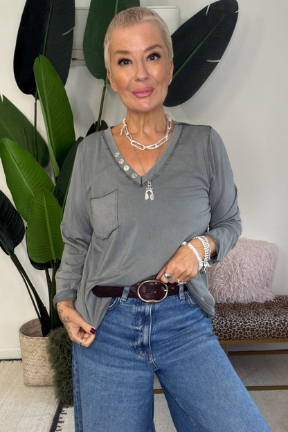 Essential V-Neck Long Sleeve T-Shirt