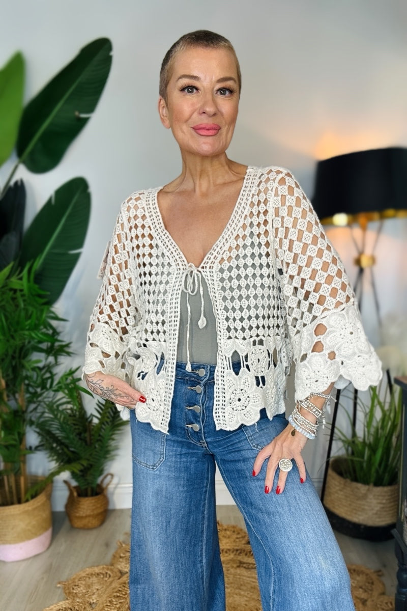 Crochet Tie Front Cardigan