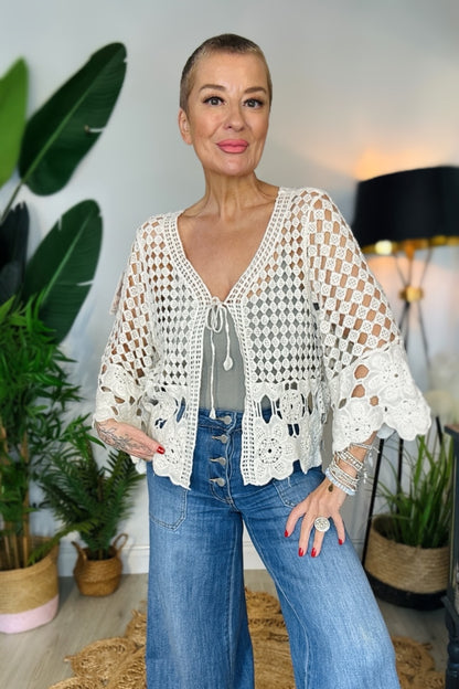 Crochet Tie Front Cardigan