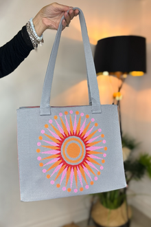 Constellation Medium Woven Tote Bag - Sunburst Grey